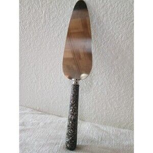 Vintage Sterling Silver Handle Pie Dessert Cake Server Ornate 10”
